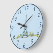 Eiffeltoren pen en inktketch op blauw grote klok (Hoek)