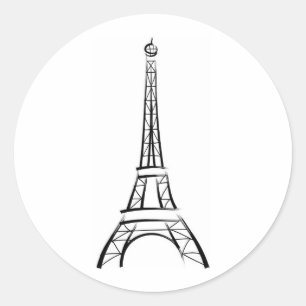 Eiffeltoren penseelstreek ronde sticker