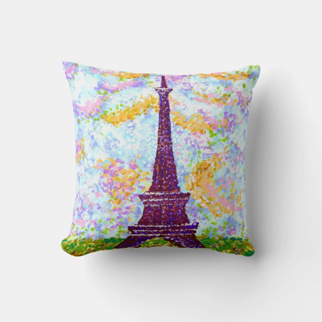 Eiffeltoren Pointillisme Lente Landschap Kussen (Voorkant)