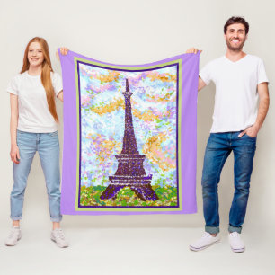 Eiffeltoren Pointillisme Lentelandschap Fleece Deken
