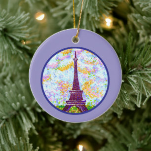 Eiffeltoren Pointillisme Lentelandschap Keramisch Ornament