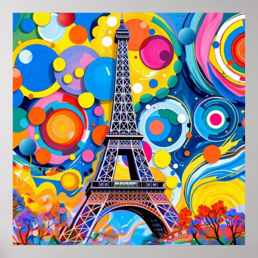 Eiffeltoren Pop Art Poster (Voorkant)