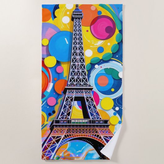 Eiffeltoren Pop Art Strandlaken (Voorkant)
