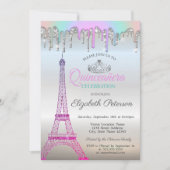 Eiffeltoren, regenboogschijven Silver Quinceañera Kaart (Voorkant)