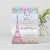 Eiffeltoren, regenboogschijven Silver Quinceañera Kaart (Staand voorkant)