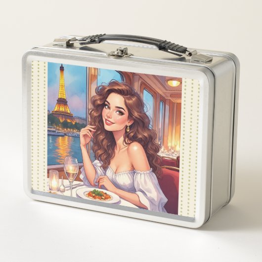 Eiffeltoren, River Seine Romance ,Metal Lunchbox (Voorkant)