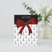 Eiffeltoren rode boog RSVP-kaarten RSVP Kaartje (Staand voorkant)