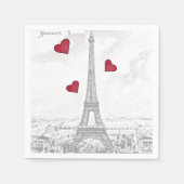  Eiffeltoren - rode harten Servet (Voorkant)