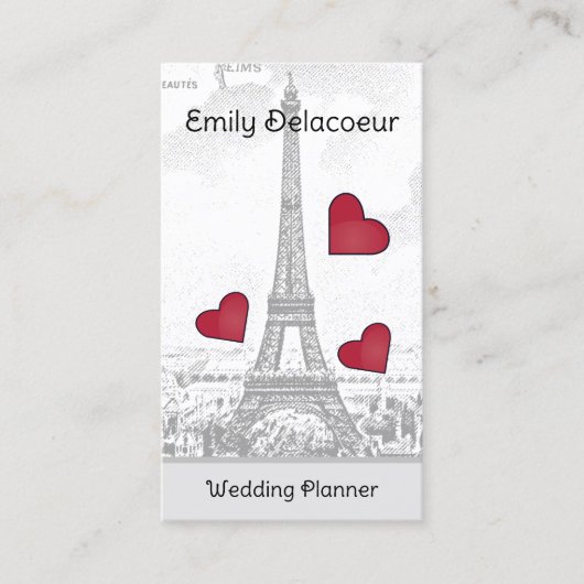 Eiffeltoren - rode harten Visitekaartje (Voorkant)