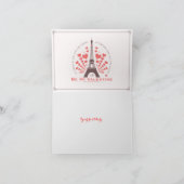 Eiffeltoren Rode Valentijnse harten Feestdagen Kaart (Binnen)