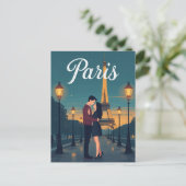 Eiffeltoren Romance Nachtreizen Briefkaart (Staand voorkant)