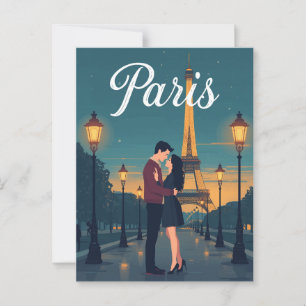 Eiffeltoren Romance Nachtreizen Briefkaart