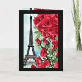 Eiffeltoren Romantic Red Roses Valentijnsdag Feestdagen Kaart (Achterkant)