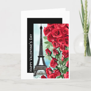 Eiffeltoren Romantic Red Roses Valentijnsdag Feestdagen Kaart