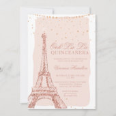 Eiffeltoren roos goud glitter blush quinceanera kaart (Voorkant)