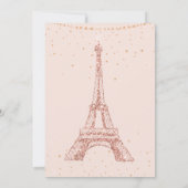 Eiffeltoren roos goud glitter blush quinceanera kaart (Achterkant)