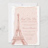 Eiffeltoren roos gouden glitter blush Sweet 16 Kaart (Voorkant)
