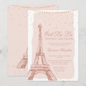 Eiffeltoren roos gouden glitter blush Sweet 16 Kaart (Voorkant / Achterkant)