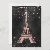Eiffeltoren roos gouden glitter zwarte bruiloft kaart (Achterkant)