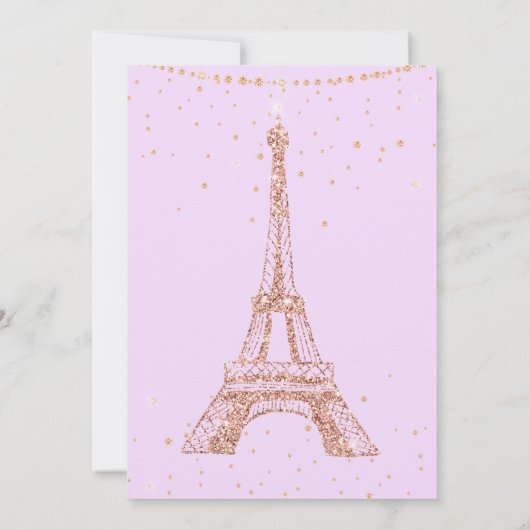Eiffeltoren roos goudglitter paarse quinceanera kaart (Achterkant)
