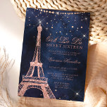 Eiffeltoren roos goudglitter sparkle Sweet 16 Kaart<br><div class="desc">Een moderne,  chic en glamoureus zoete zestien met een handgetekend roos goudglitter frans Parijs thema Eiffel Tower met roos goudglitterdiamant sparkles op een donkerblauw-waterverf achtergrond.</div>