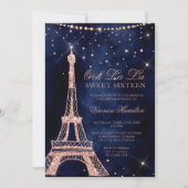 Eiffeltoren roos goudglitter sparkle Sweet 16 Kaart (Voorkant)
