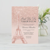 Eiffeltoren rose goud glitters roze chic dertien kaart (Staand voorkant)