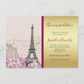 Eiffeltoren Roze bloesems Gold Bourgogne Informatiekaartje (Voorkant)