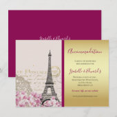 Eiffeltoren Roze bloesems Gold Bourgogne Informatiekaartje (Voorkant / Achterkant)
