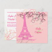 Eiffeltoren/roze/chocolade Trouwkaarten Kaart (Voorkant / Achterkant)