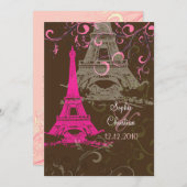 Eiffeltoren/roze/chocoladeweddenschappen Kaart (Voorkant / Achterkant)
