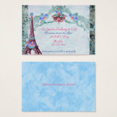 Eiffeltoren roze en blauwe rozen visitekaartje (Voorkant /achterkant)