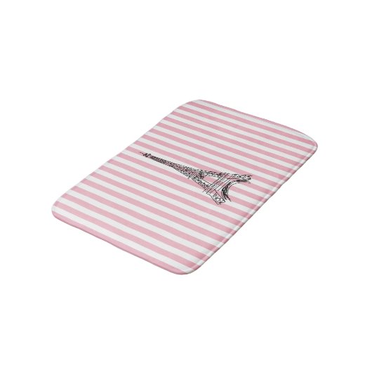 Eiffeltoren Roze en Witte Stripe Bath Mat (Gekanteld)