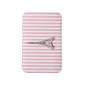 Eiffeltoren Roze en Witte Stripe Bath Mat (Voorkant Verticaal)