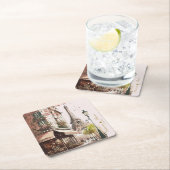 Eiffeltoren Roze Kersenbloesem Parijse Cafe Kartonnen Onderzetters (Insitu)