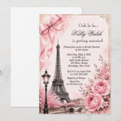 Eiffeltoren Roze Paris Bruidsuitnodiging Kaart (Voorkant / Achterkant)