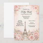 Eiffeltoren Roze Paris Bruidsuitnodiging Kaart (Voorkant / Achterkant)