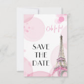 Eiffeltoren Roze Paris Sweet 16 Save The Date (Voorkant)