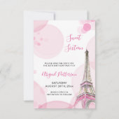 Eiffeltoren Roze Paris Sweet 16 Save The Date (Achterkant)