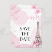 Eiffeltoren Roze Paris Sweet 16 Save The Date (Voorkant / Achterkant)