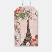 Eiffeltoren Roze Rozen Frans Script Cadeaulabel (Voorkant)