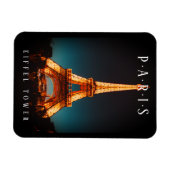 Eiffeltoren 's nachts, Parijs, zwart Magneet (Horizontaal)