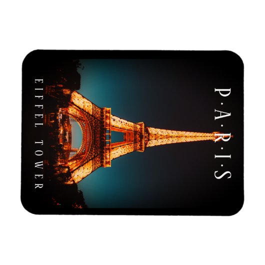 Eiffeltoren 's nachts, Parijs, zwart Magneet (Horizontaal)