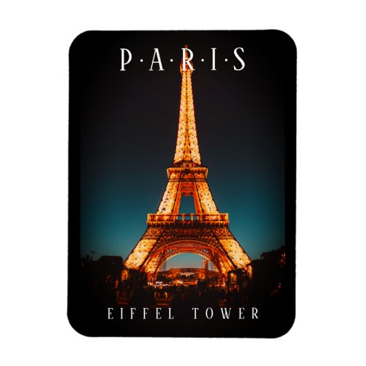 Eiffeltoren 's nachts, Parijs, zwart Magneet (Verticaal)