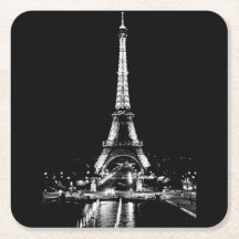 Eiffeltoren 's nachts zwart-wit onderzetter