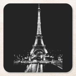 Eiffeltoren 's nachts zwart-wit onderzetter