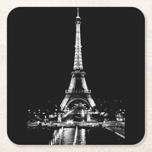 Eiffeltoren 's nachts zwart-wit onderzetter (Voorkant)