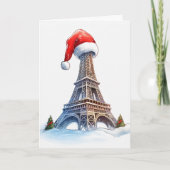 Eiffeltoren, Santa Hat Parijs Vakantie Kerstmis Feestdagen Kaart (Voorkant)