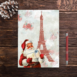  Eiffeltoren, Santa, Parijs Kerstmis Feestdagen Kaart