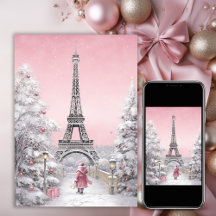 Eiffeltoren, Santa, Paris chique roze kerst